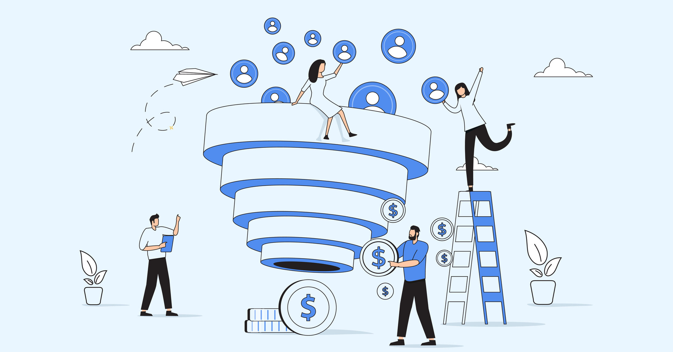 Graphic showing strategy for improving B2B lead conversion rates and monetization